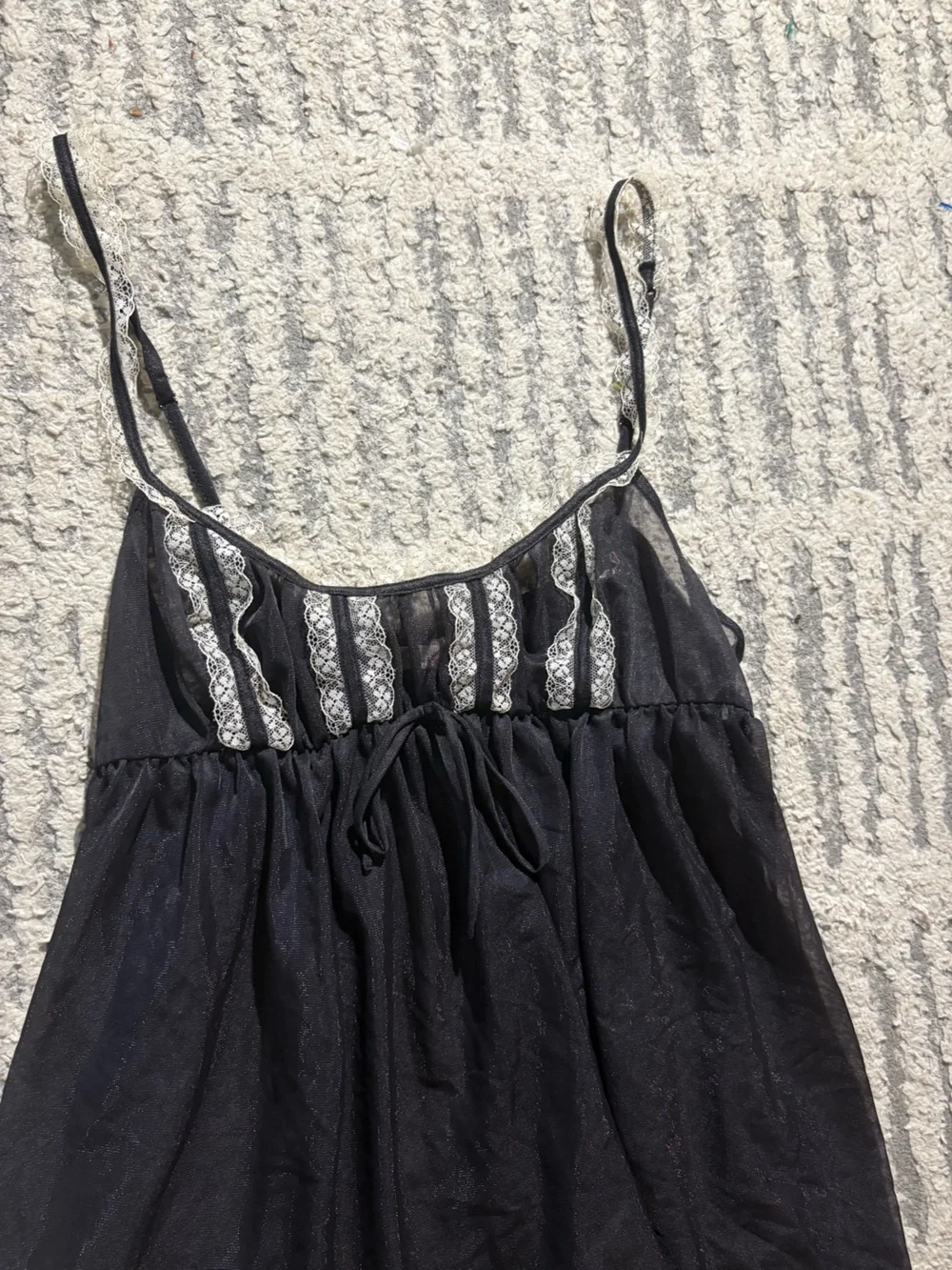 Victoria’s Secret vintage black white sheer mesh lace babydoll slip dress size S